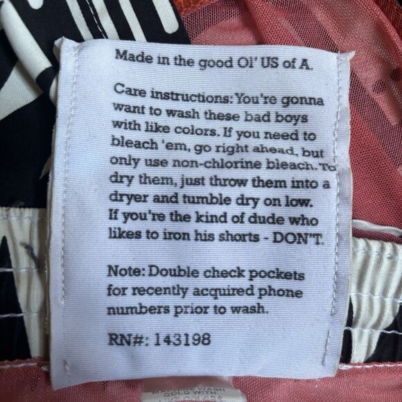 Chubbies Mens Swim Trunks Size Medium Black White Aztec Beach Travel Made in USA - Picture 10 of 11